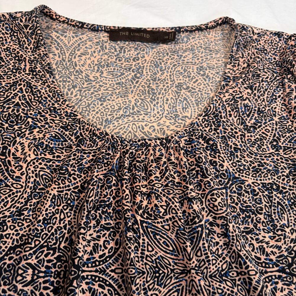 The Limited Orange/black womens top. 3/4 sleeve. Stretchy. Workwear. Size XS - Picture 3 of 6